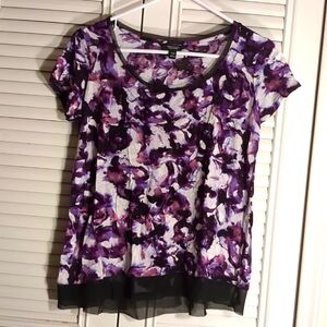 Simply Vera Vera Wang Purple Abstract Print Top